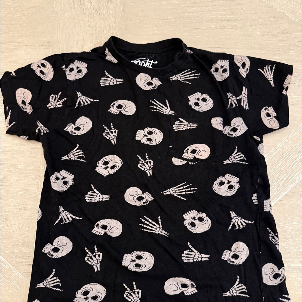 Skull Print Black Kids Tee by Eight Brand